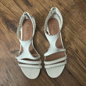 Alaia Paris white sandals with silver trimming zipper in the back sz 37 1/2 ☀️